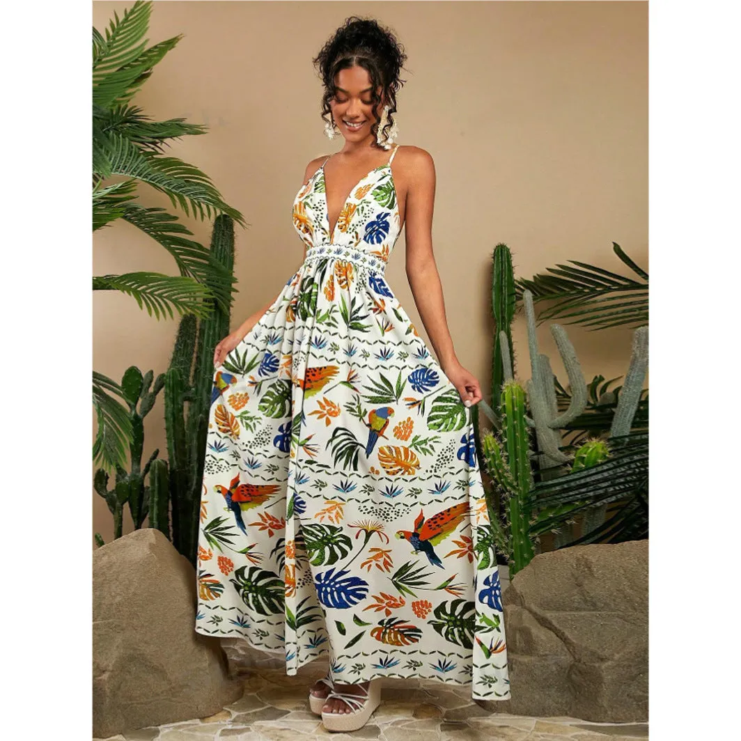 Summer Sexy Backless Beach Vacation Long Dress