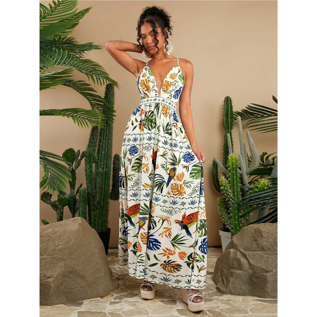 Summer Sexy Backless Beach Vacation Long Dress