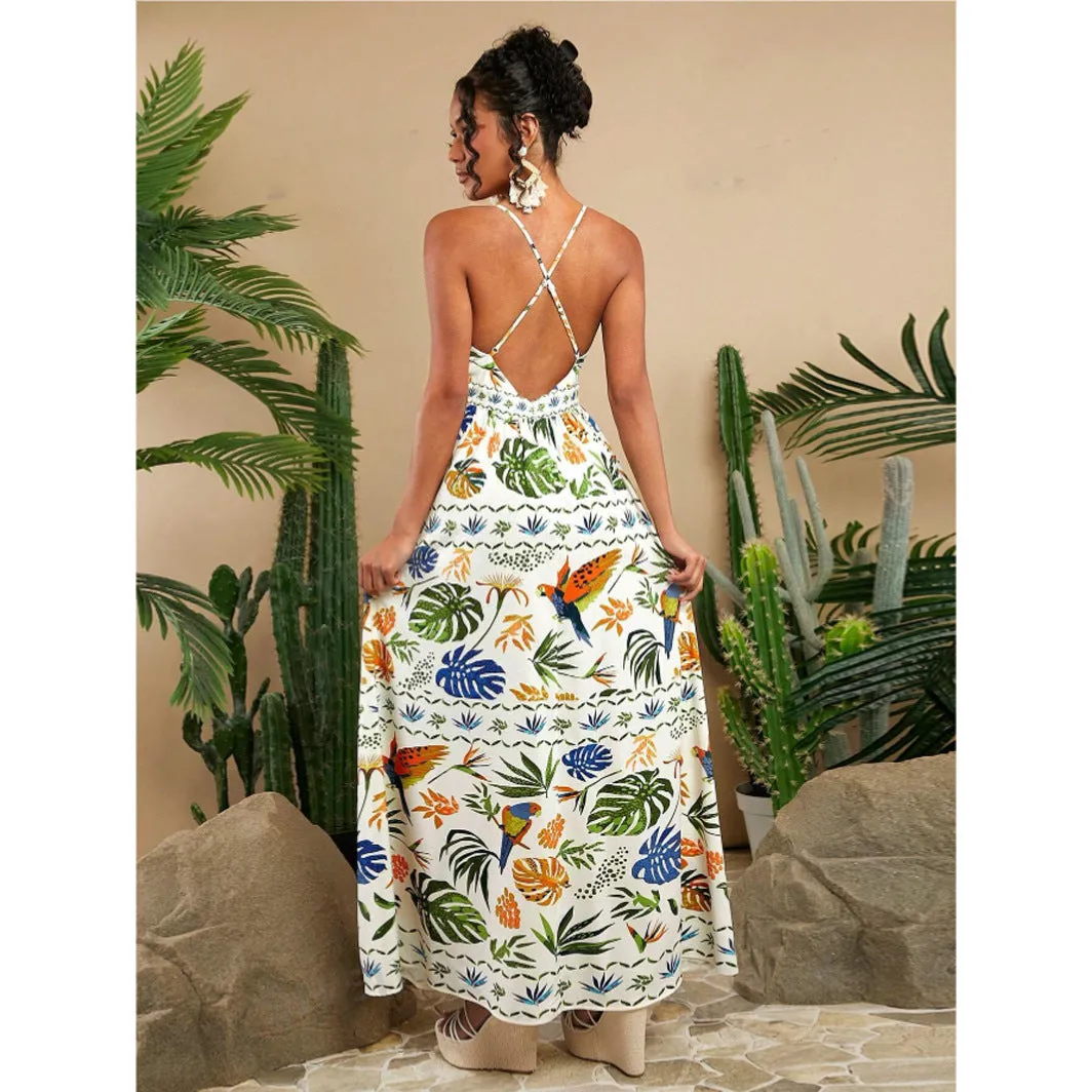 Summer Sexy Backless Beach Vacation Long Dress