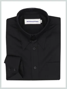 Tab Collar Shirt | 60s Vintage Style Black Shirt