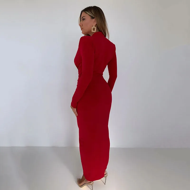 TastyHottie - Ariel Deep V Neck Full Sleeve Long Dress