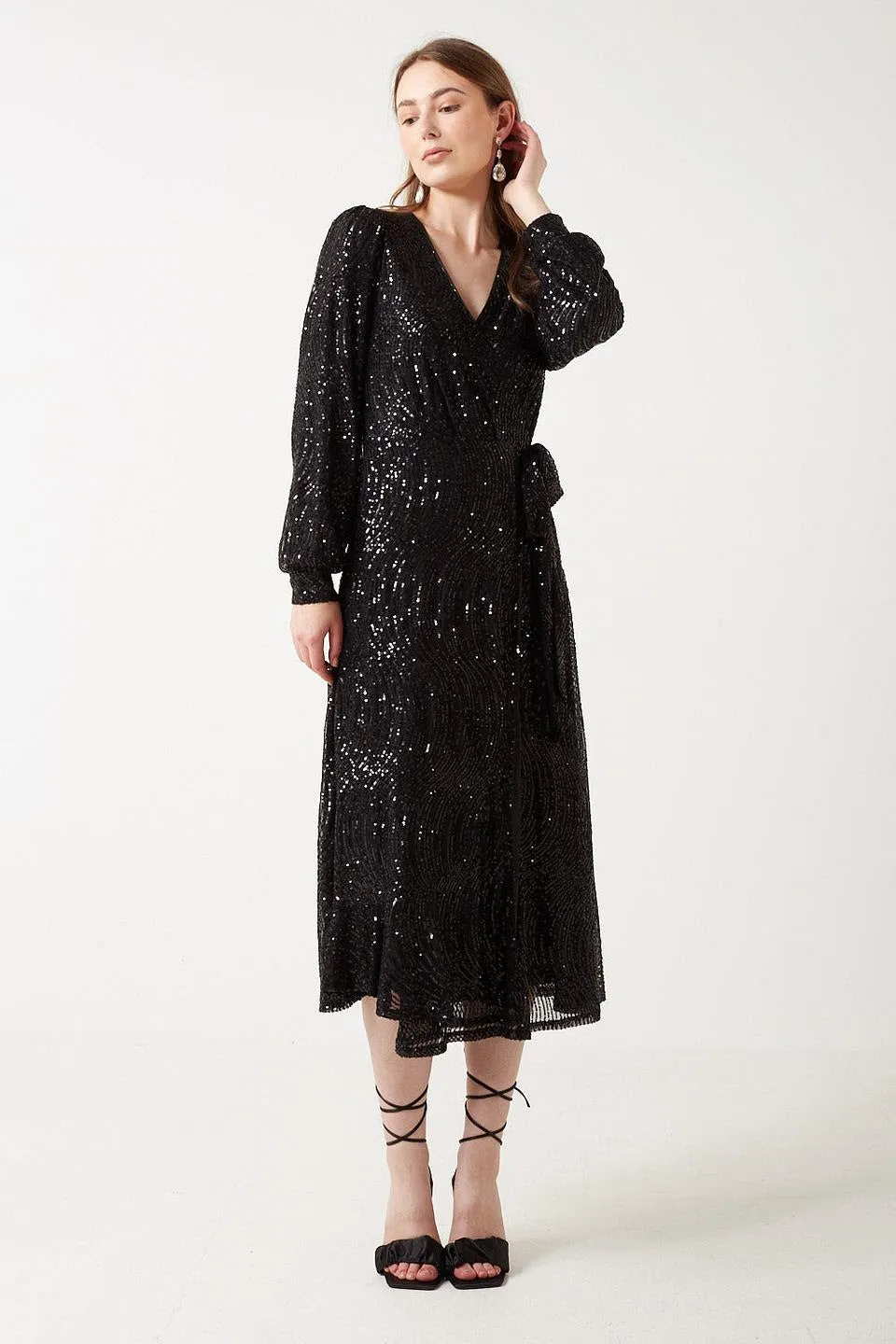 Terry Black Sequin Midi Dress