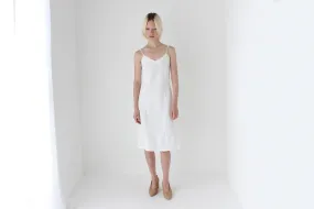 Textural 90s Linen Cotton Spaghetti Strap Slip Dress