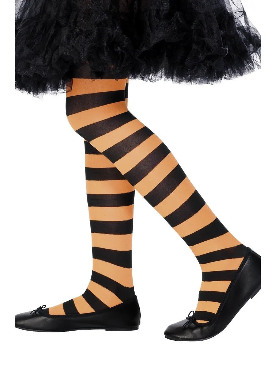 Tights Striped, Orange & Black