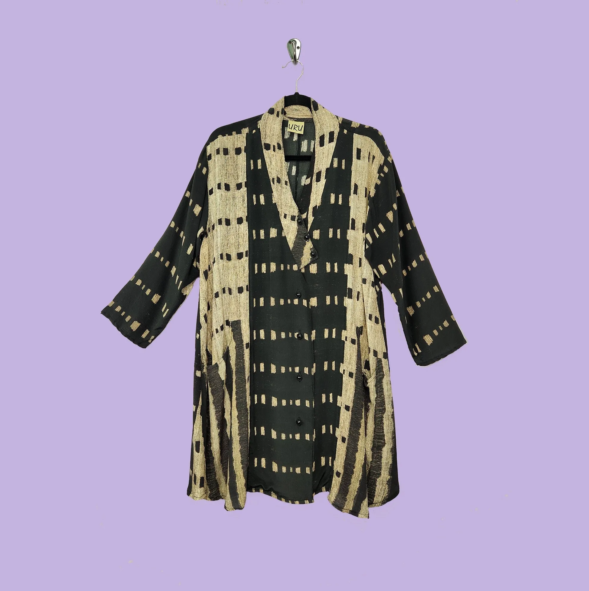 Travel Jacket in Basketweave Printed Silk