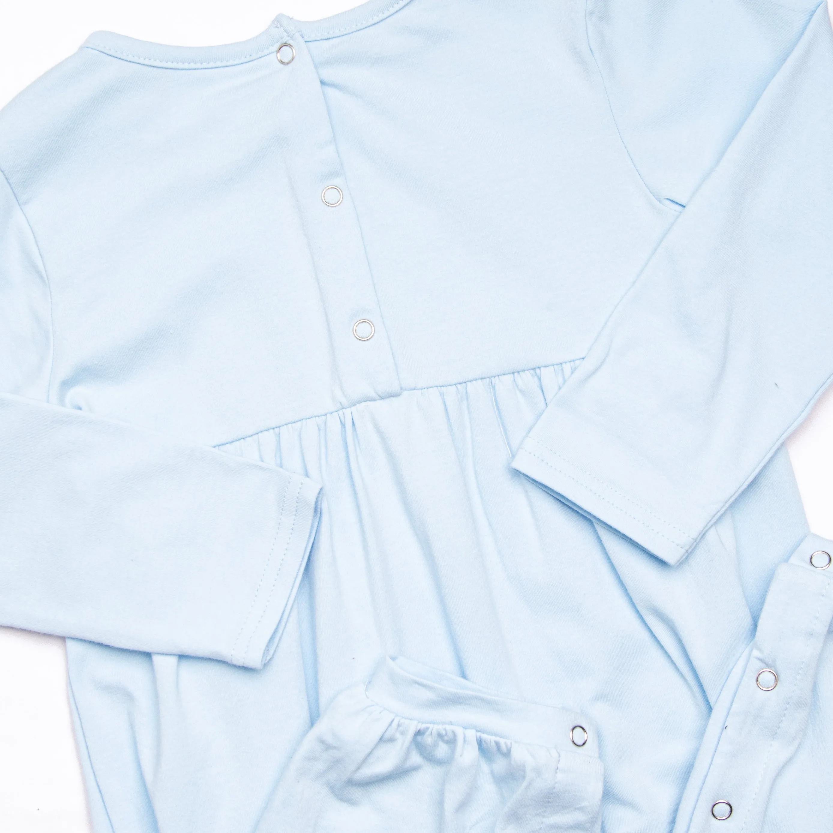 Travel Time Embroidered Romper, Blue