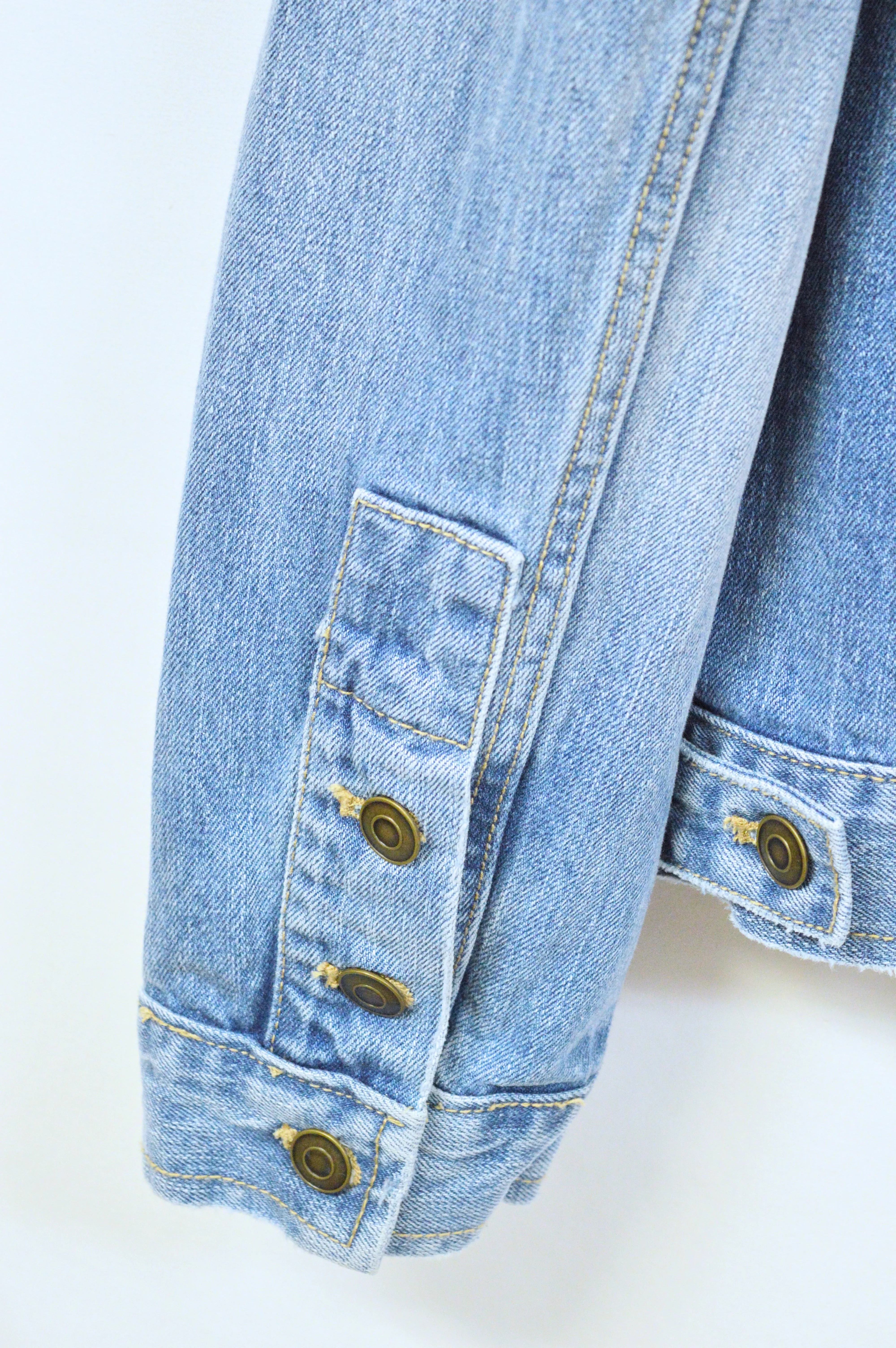 Upcycled Denim Jacket with Wool Poppy Motif | L