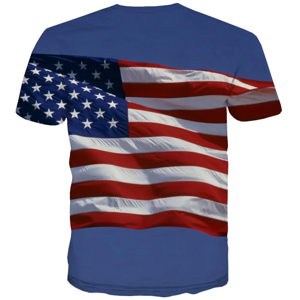 USA T-shirt Men Flag Tshirt Anime Statue T shirts Funny Country Shirt Print