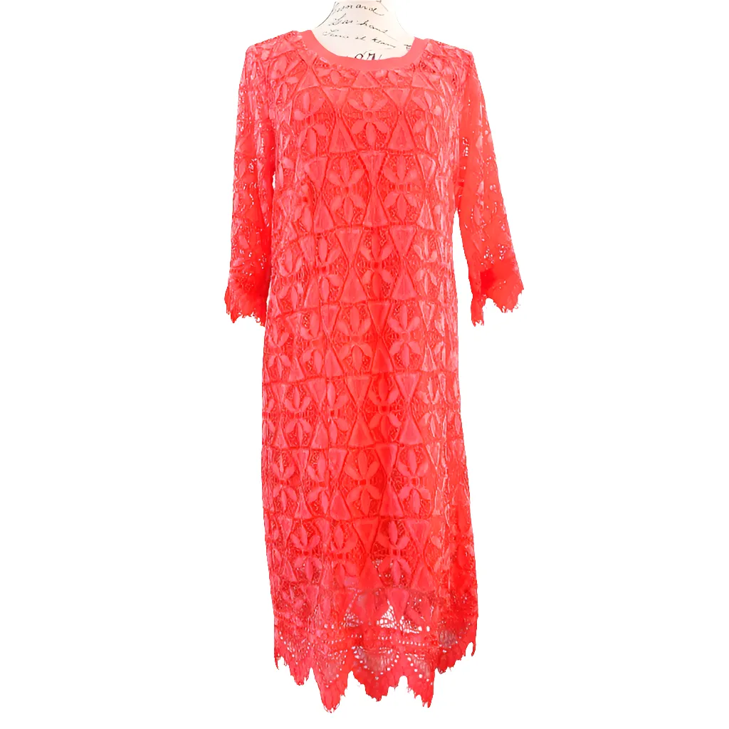 Verge melon lace dress including slip, size M 12-14