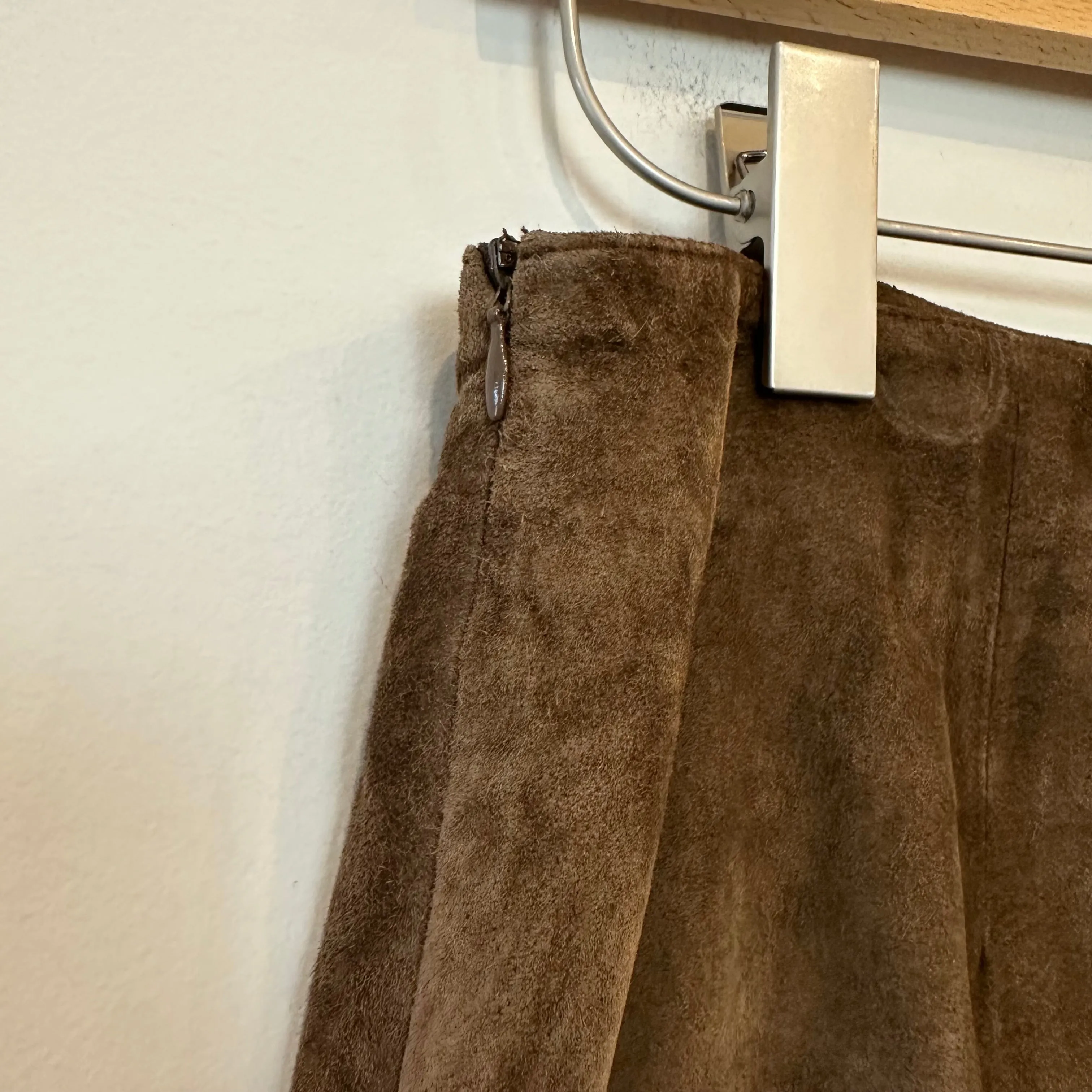 Vintage 90s Jones New York Country Suede Leather Midi Maxi Skirt Brown 10