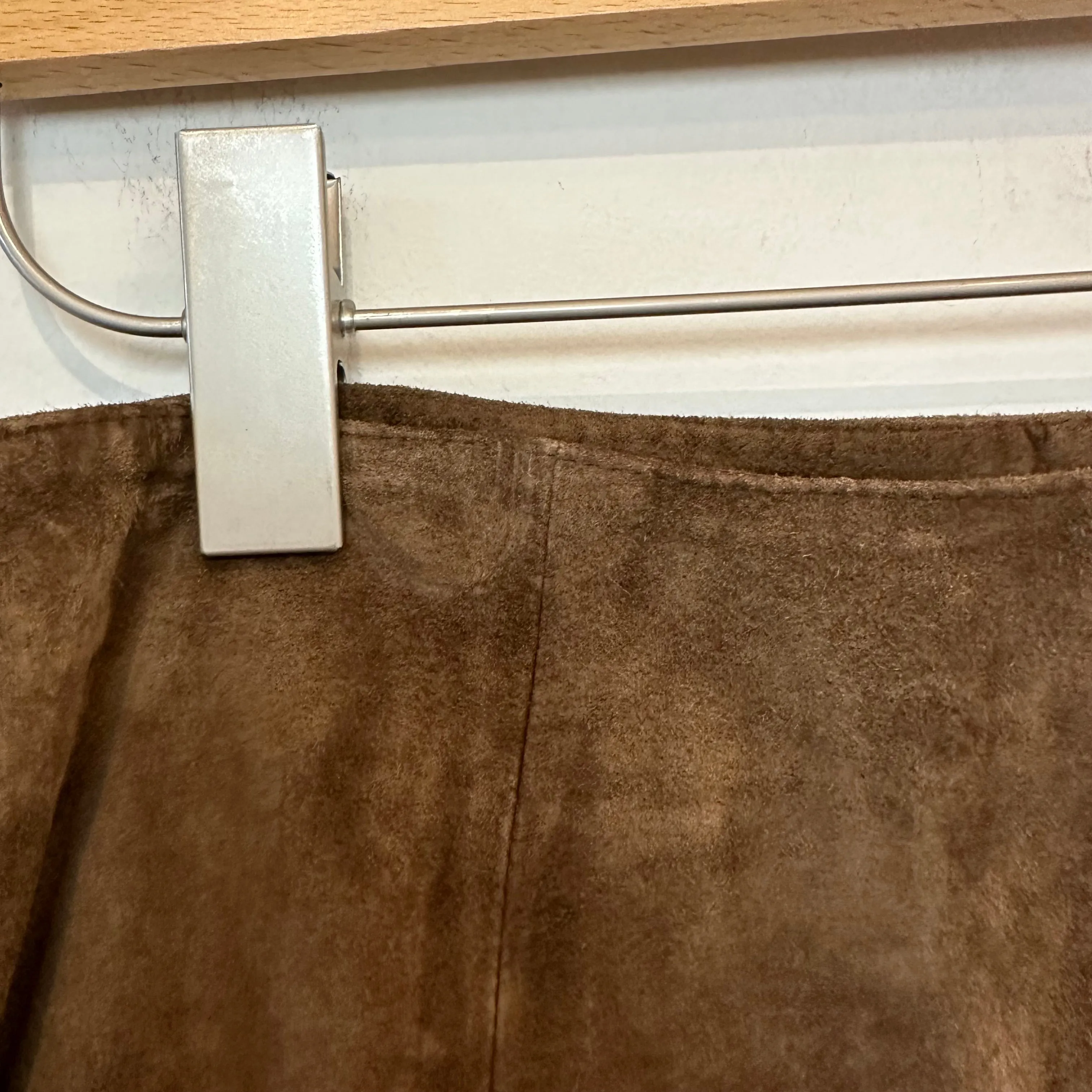 Vintage 90s Jones New York Country Suede Leather Midi Maxi Skirt Brown 10