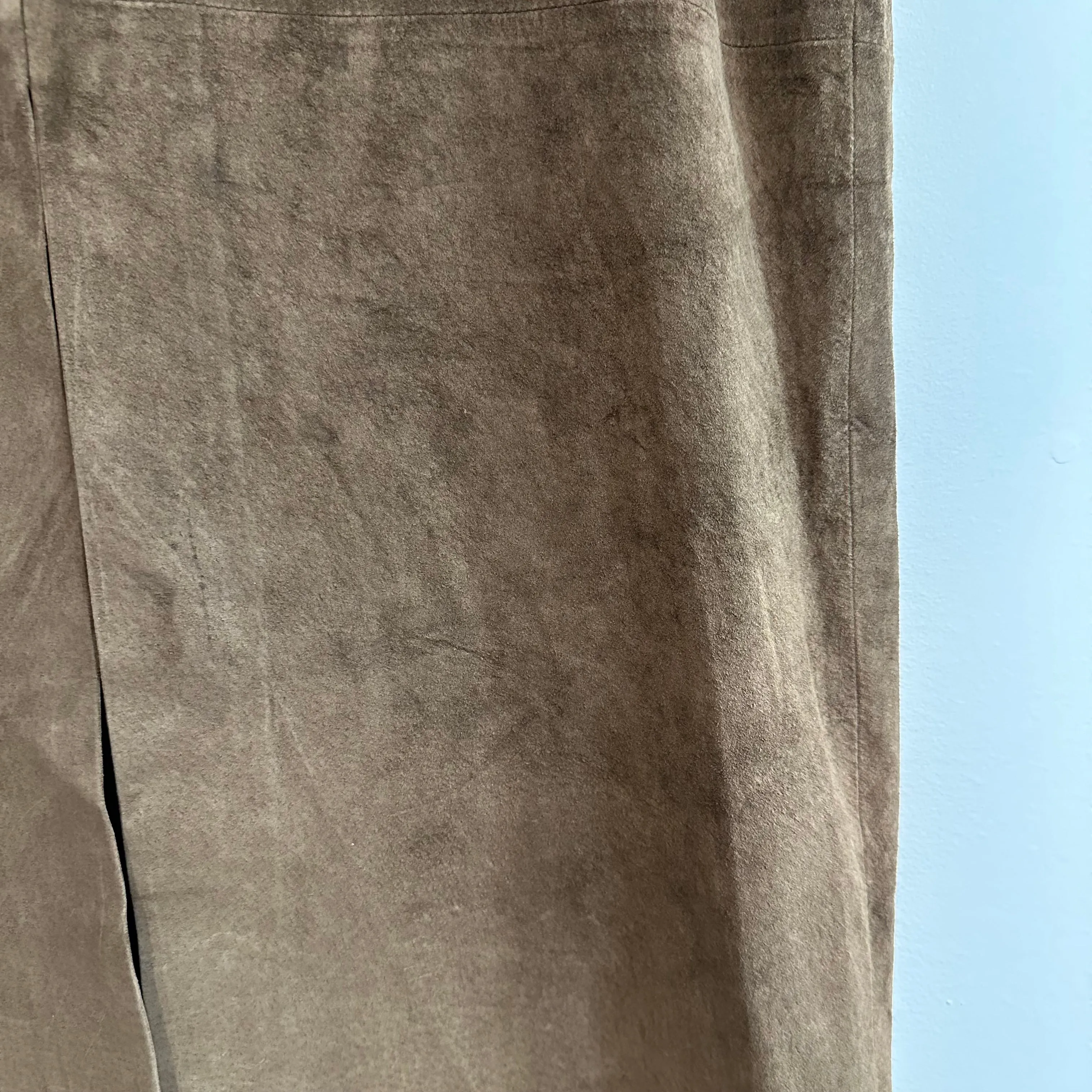 Vintage 90s Jones New York Country Suede Leather Midi Maxi Skirt Brown 10