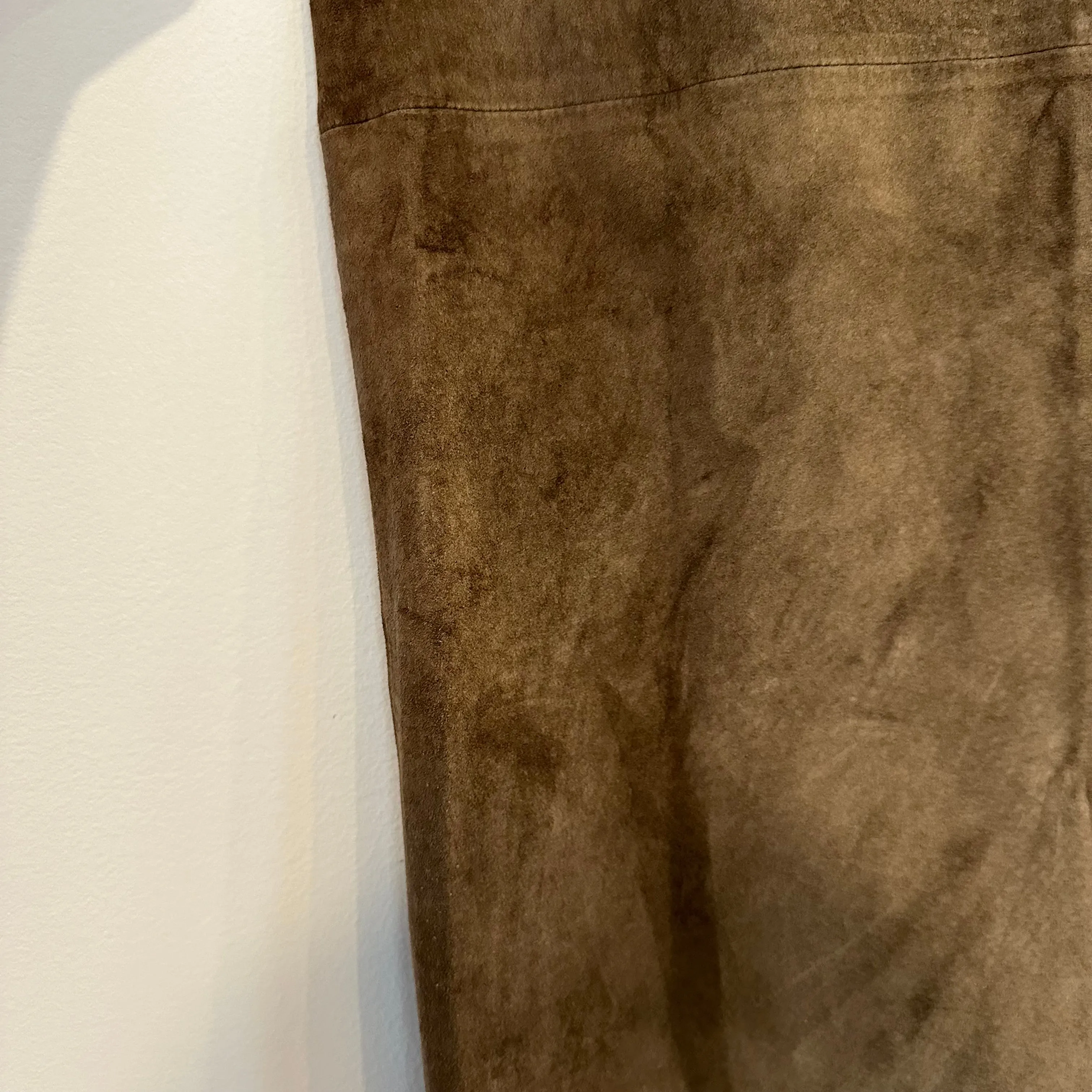 Vintage 90s Jones New York Country Suede Leather Midi Maxi Skirt Brown 10