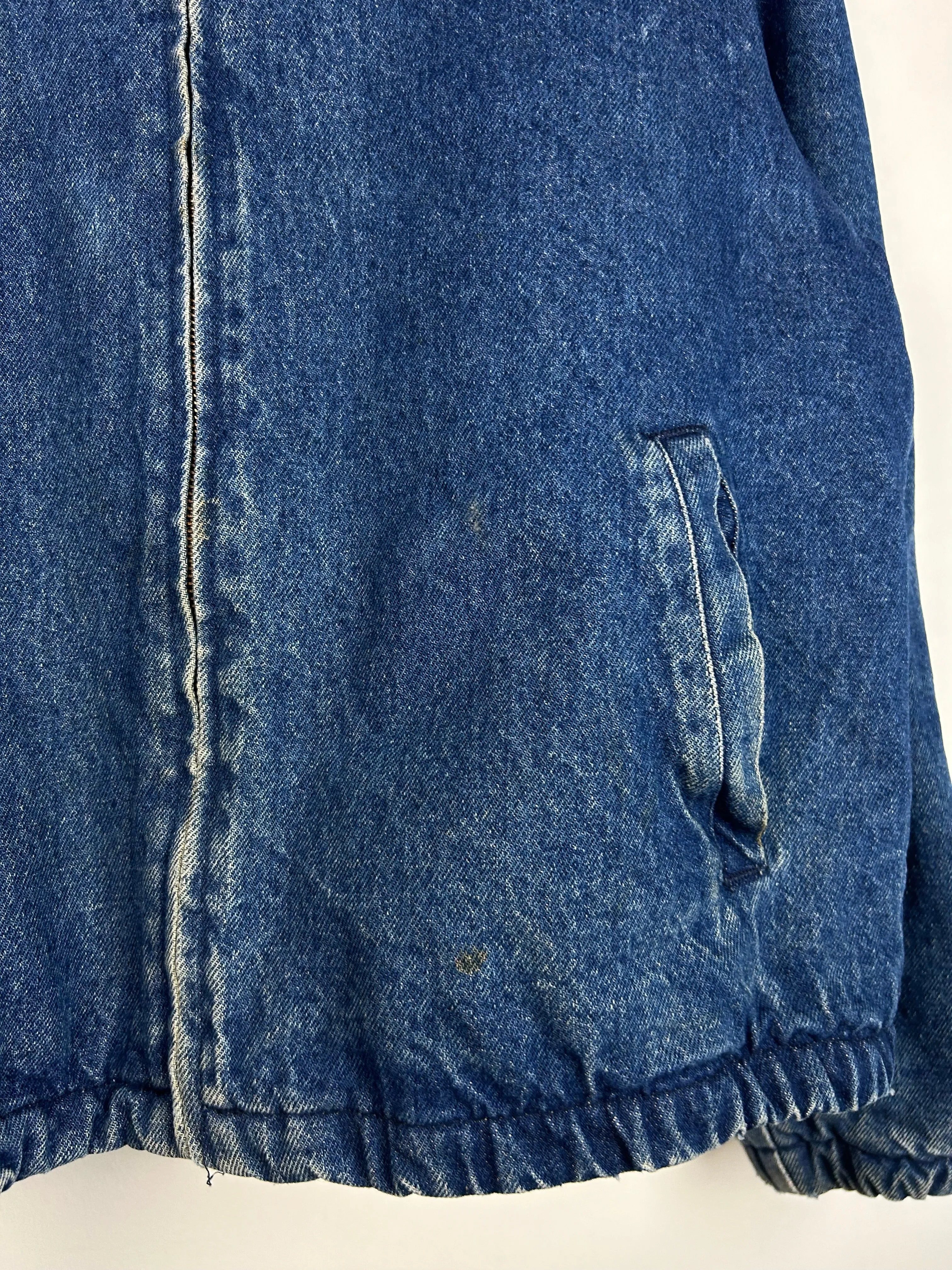 Vintage 90s L.L. Bean Plaid Lined Denim Cropped Jacket