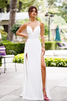 White V-Neck Slip Midi Dress