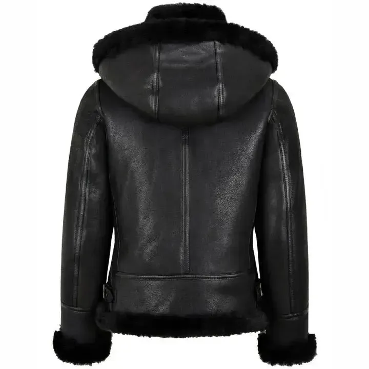Women's B3 Bomber Classic Shearling Jacket with Hood