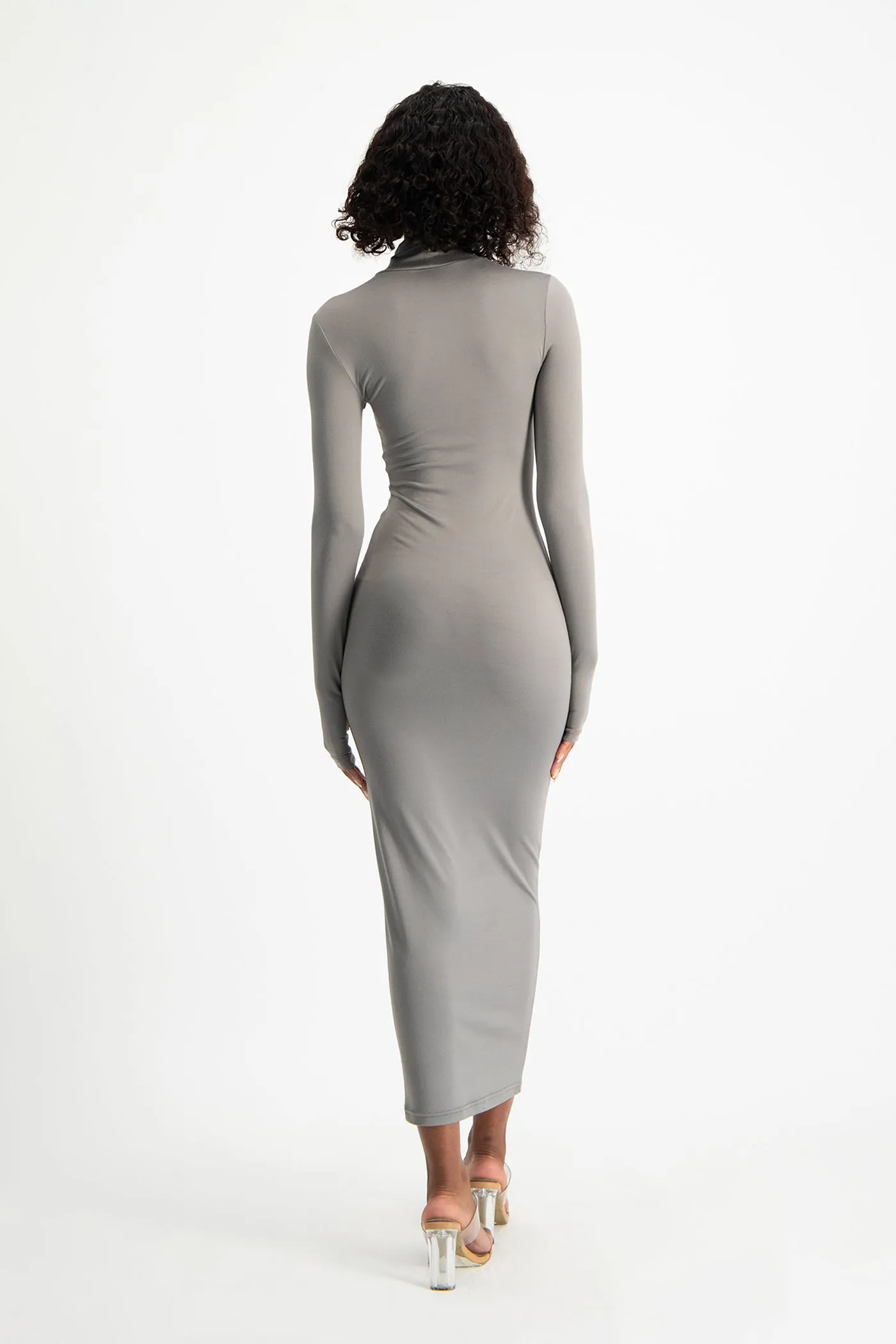 Yolanda Poloneck Bodycon Dress - Grey