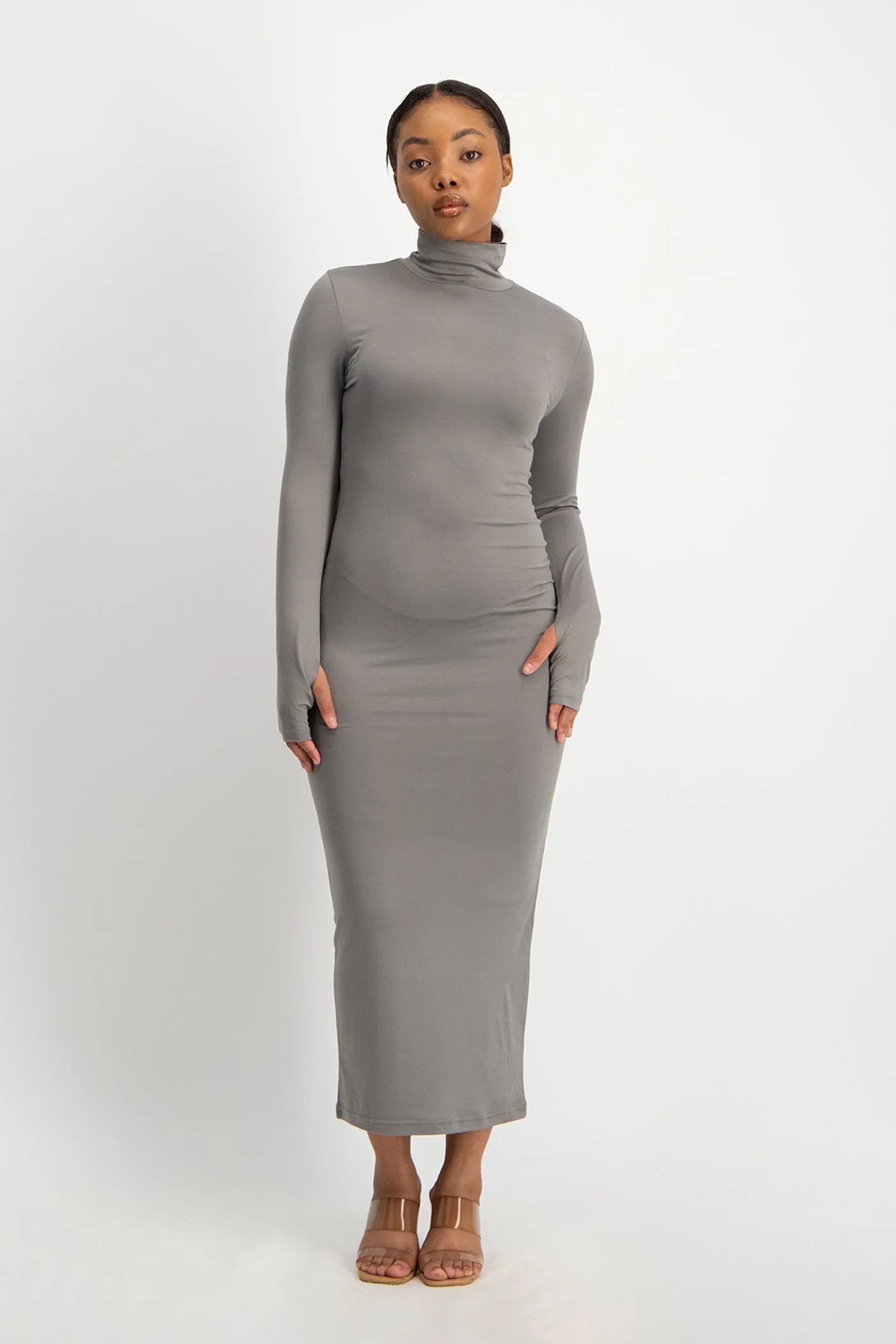 Yolanda Poloneck Bodycon Dress - Grey