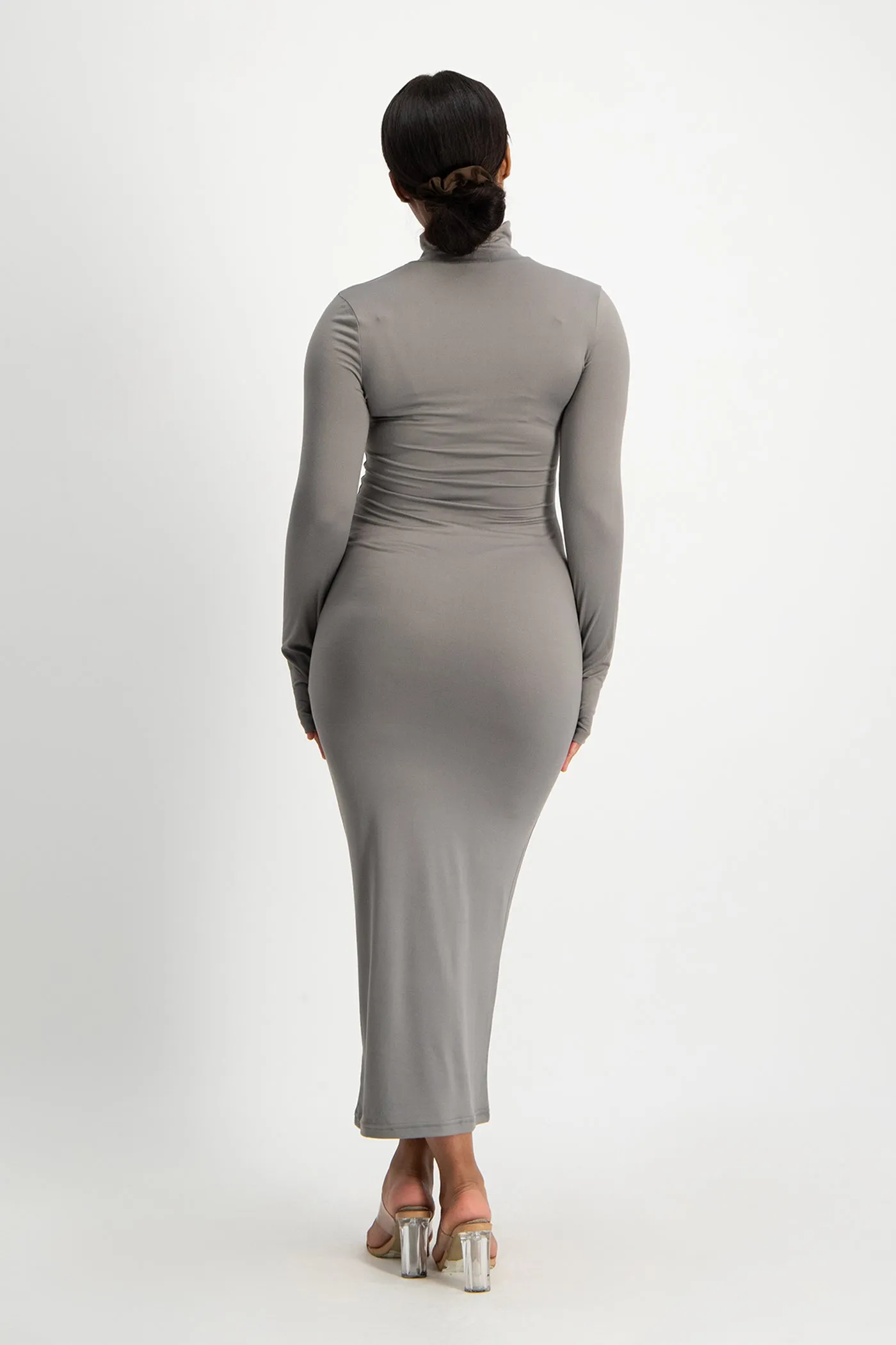 Yolanda Poloneck Bodycon Dress - Grey