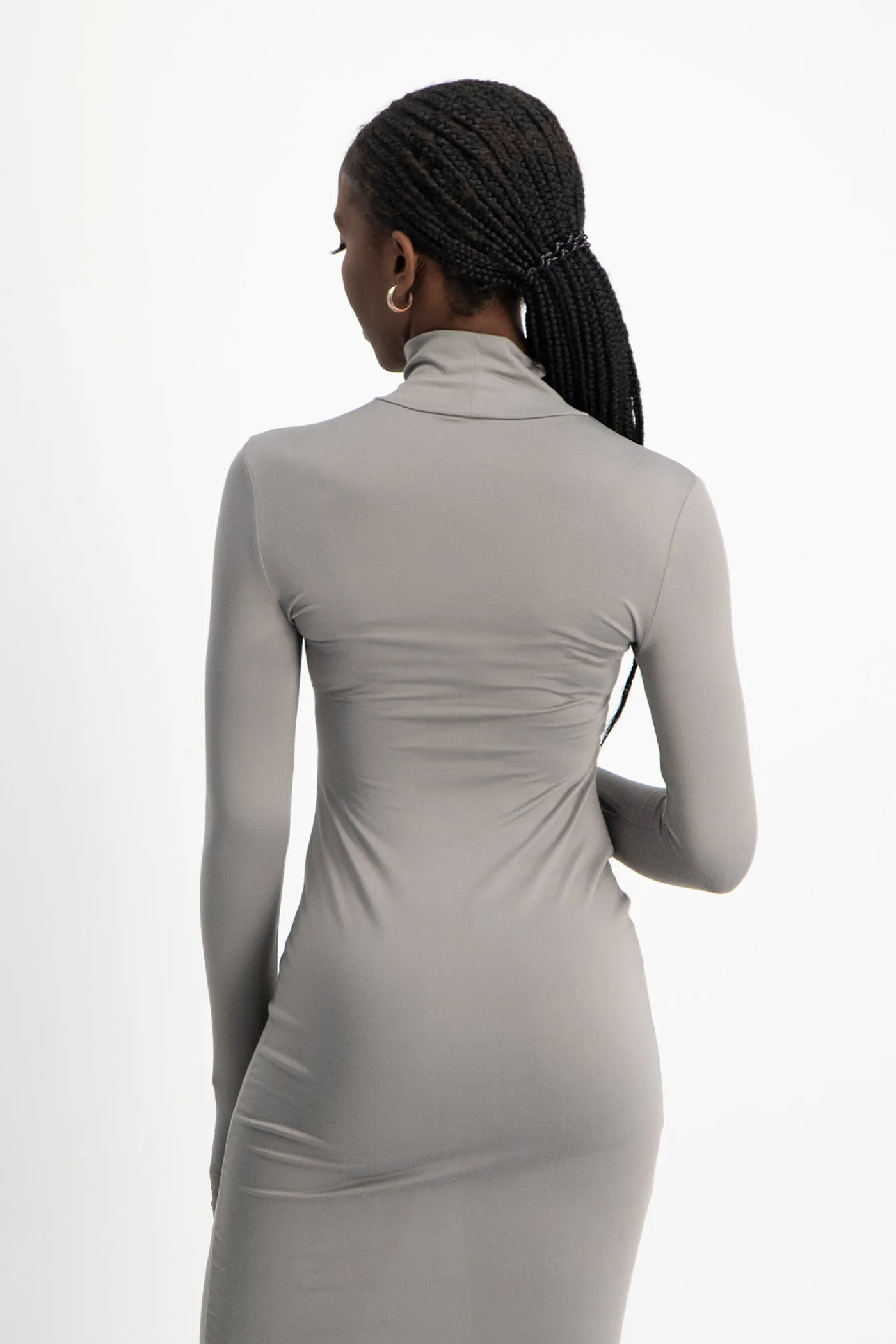 Yolanda Poloneck Bodycon Dress - Grey