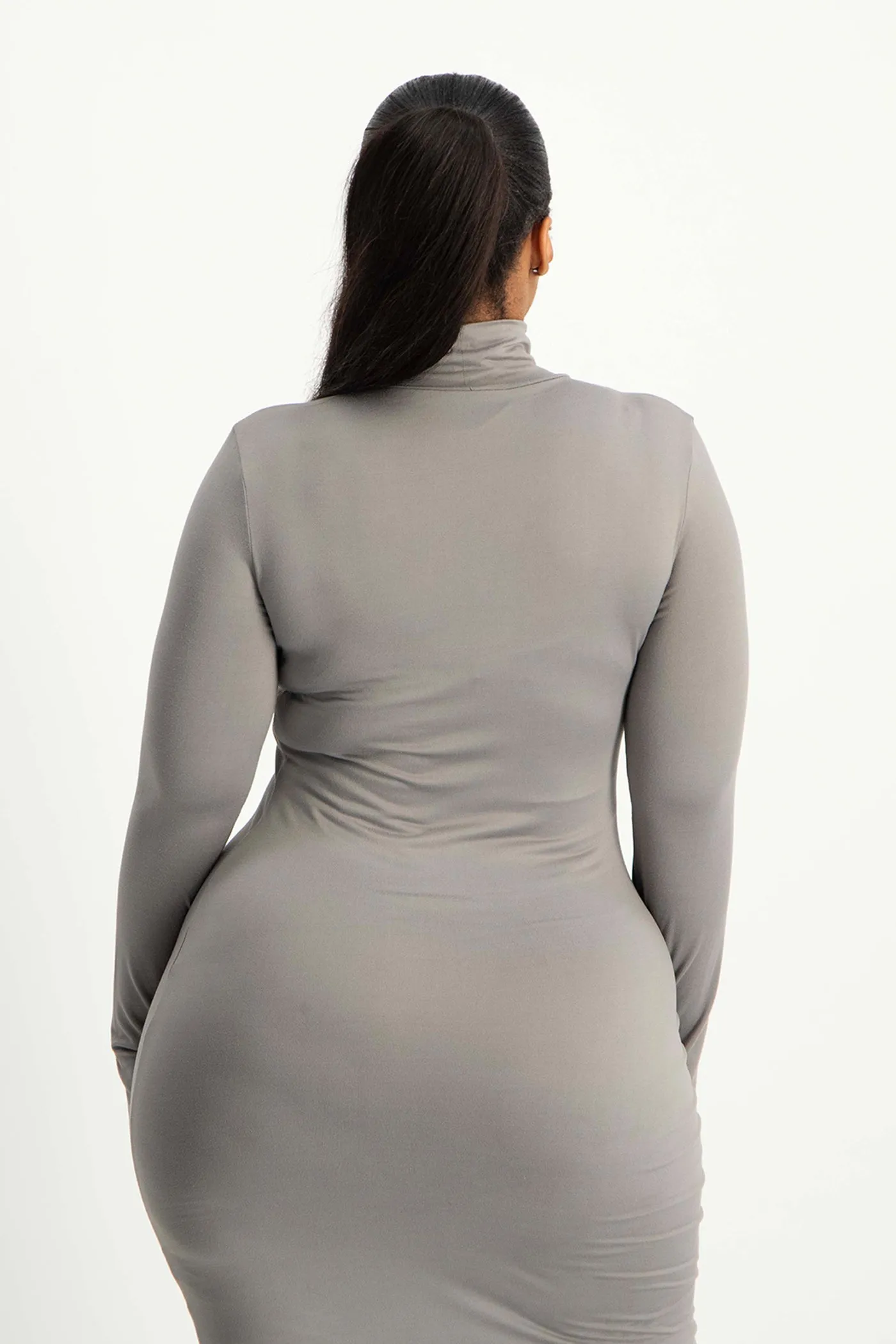 Yolanda Poloneck Bodycon Dress - Grey