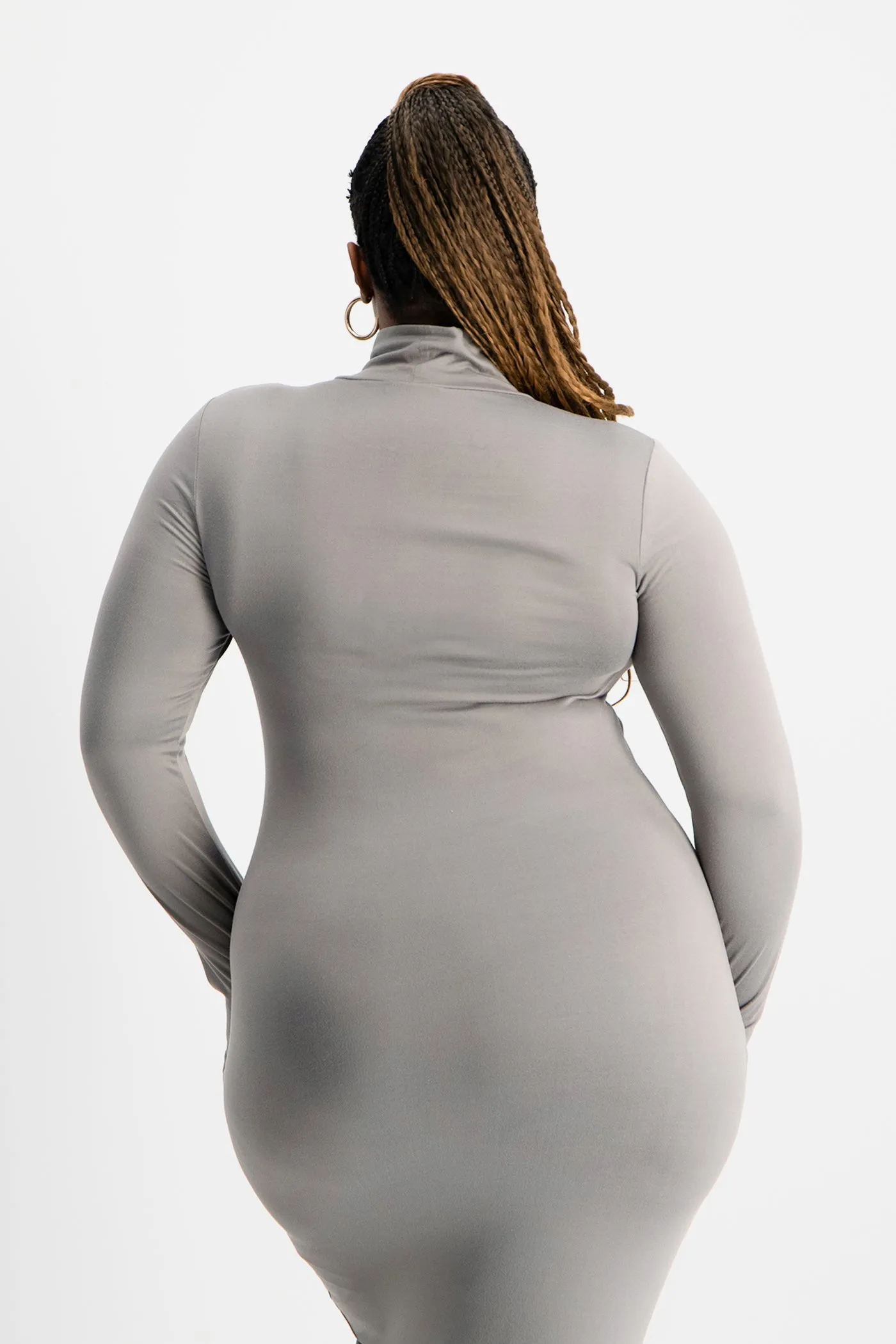 Yolanda Poloneck Bodycon Dress - Grey