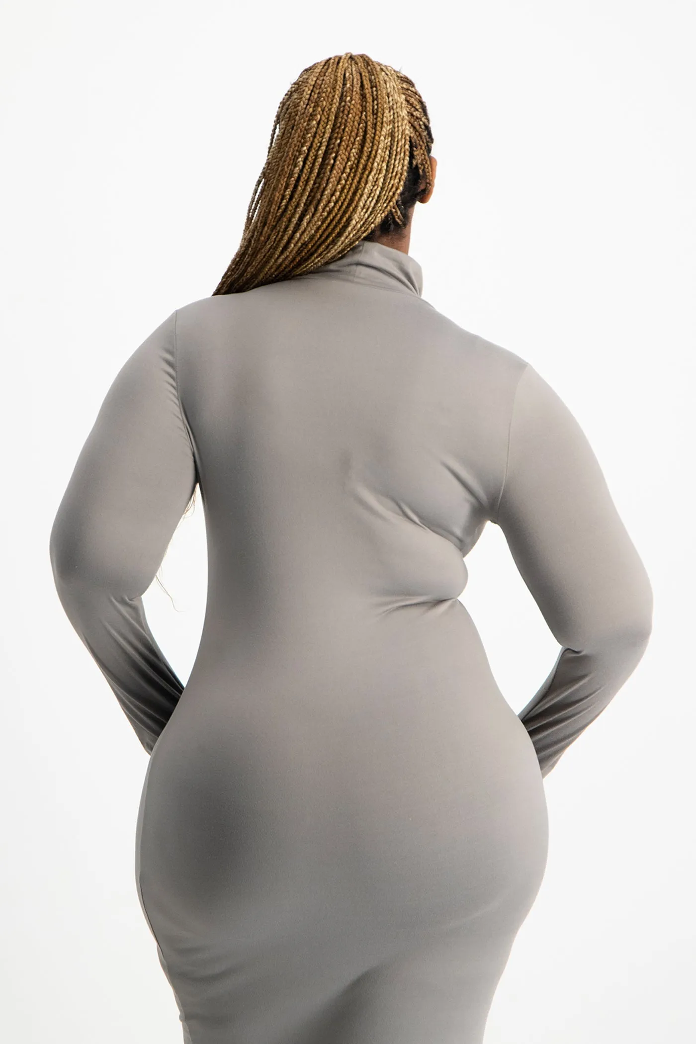 Yolanda Poloneck Bodycon Dress - Grey